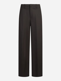 Pantaloni Lorenza in lana vergine stretch marroni - vista frontale