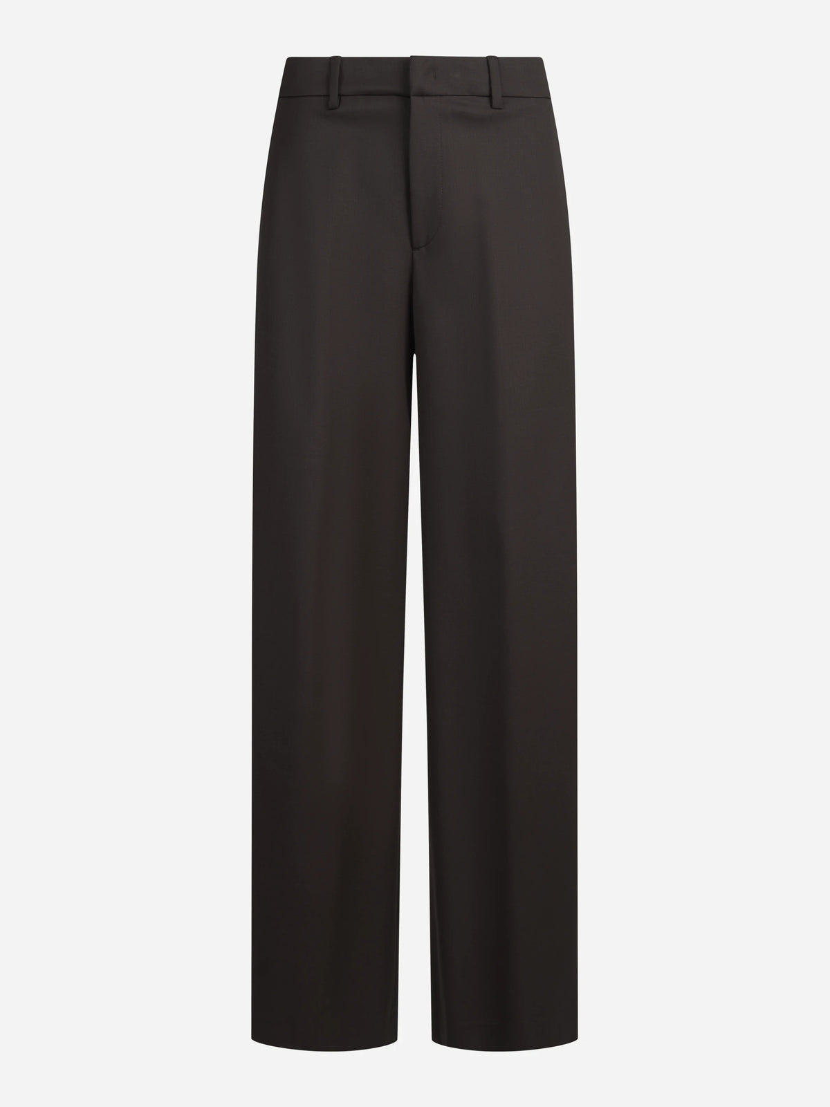 Pantaloni Lorenza in lana vergine stretch marroni - vista frontale