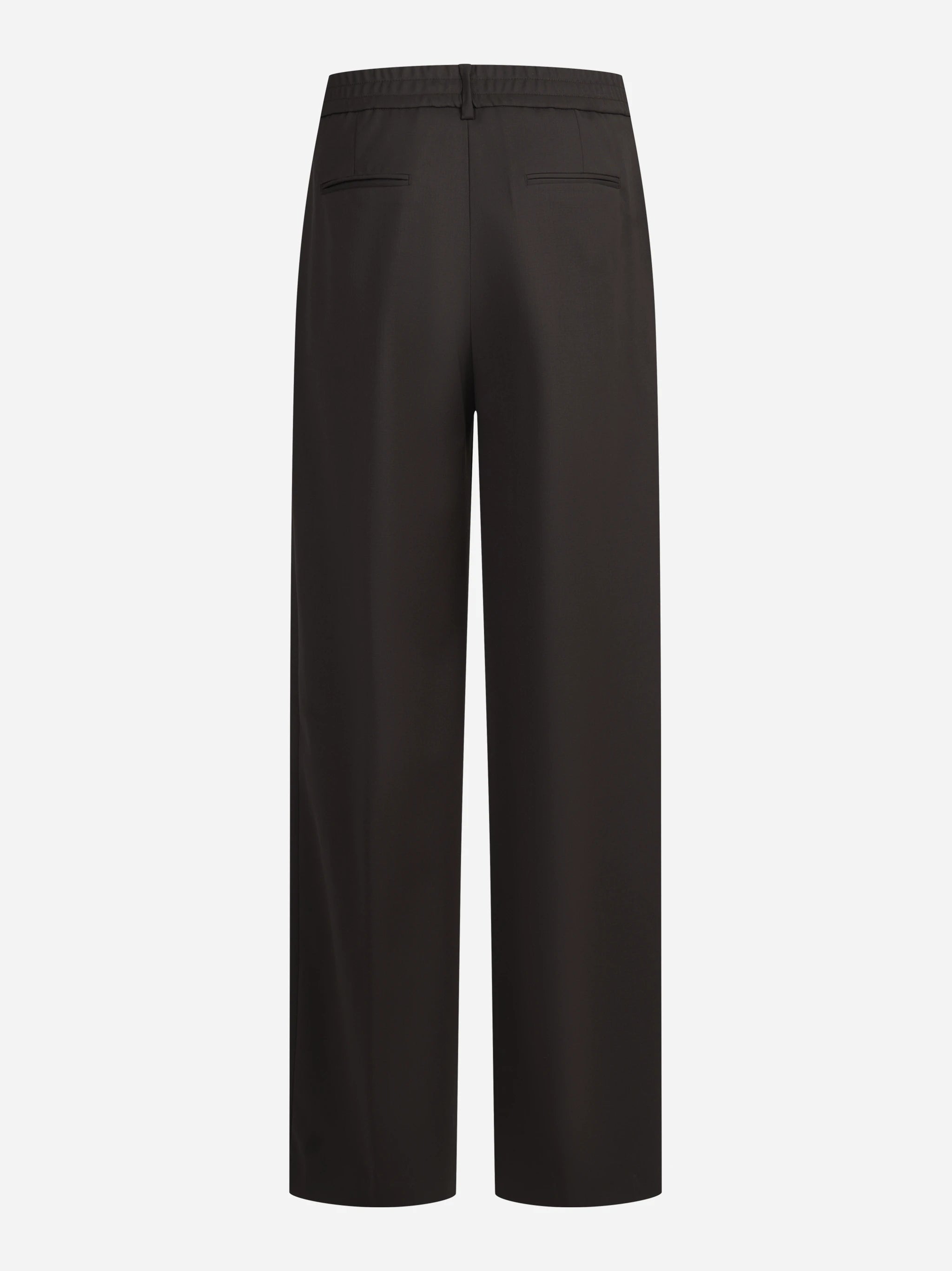 Pantaloni Lorenza in lana vergine stretch marroni - vista posteriore