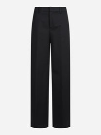 Pantaloni Lorenza in lana vergine stretch neri - vista frontale