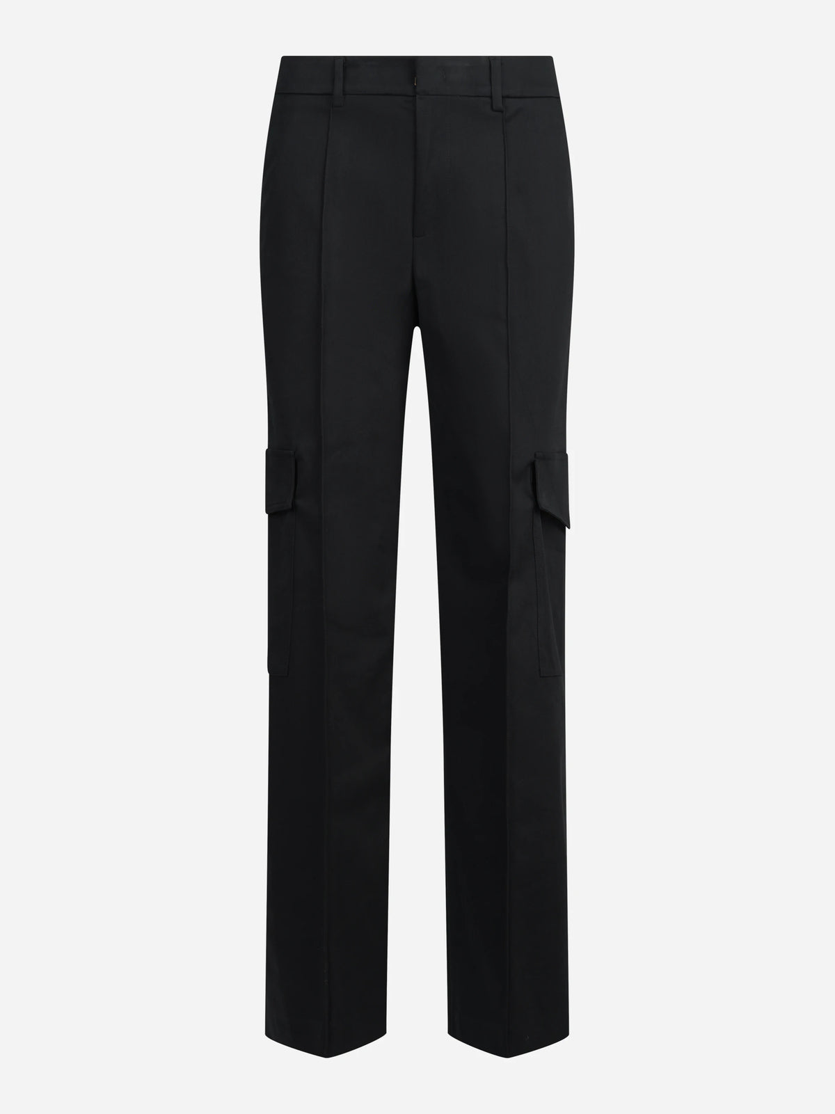Pantaloni cargo Lorenza in cotone stretch neri - vista frontale