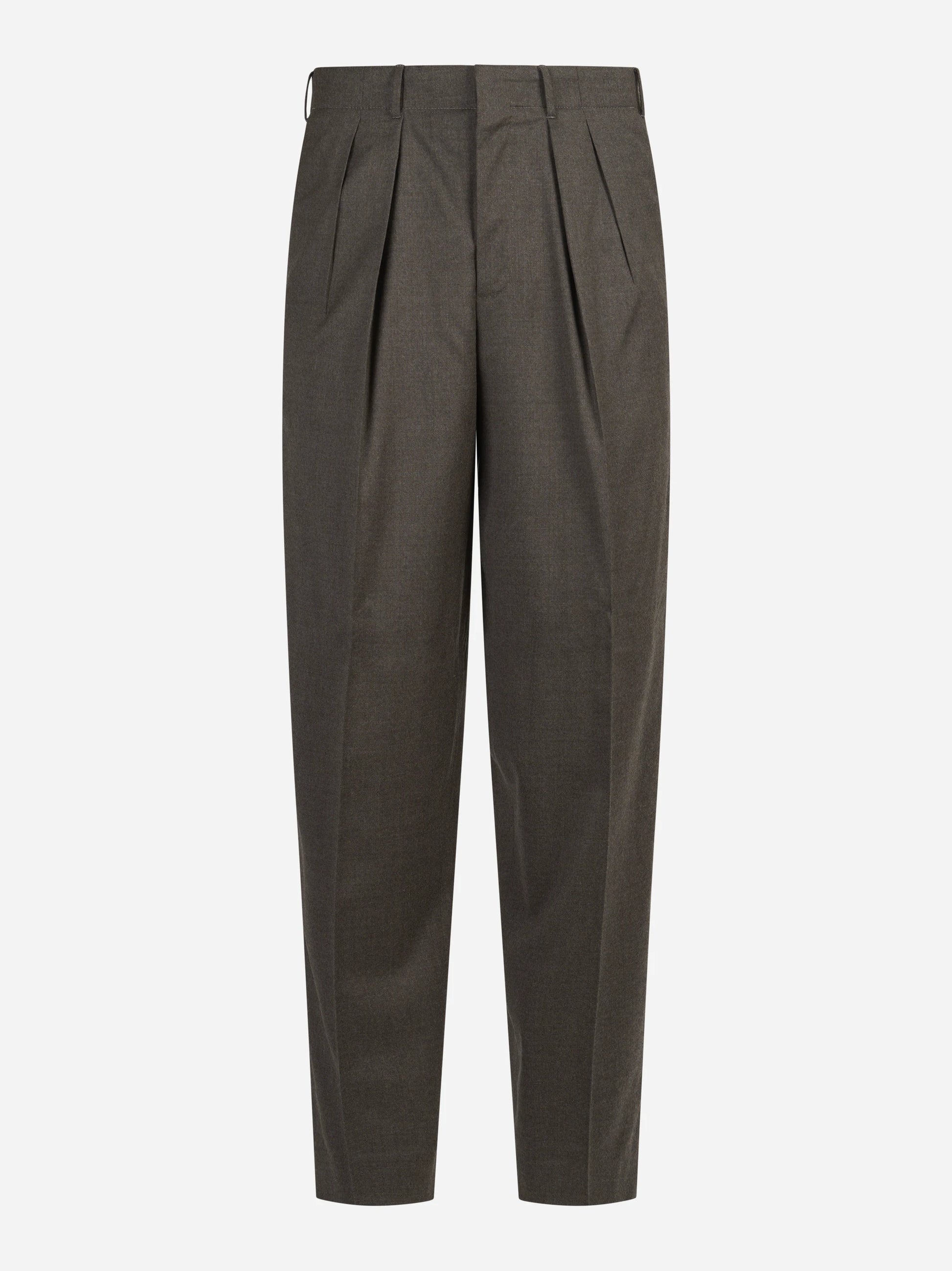 Pantalone doppia pince Wide marrone - vista frontale