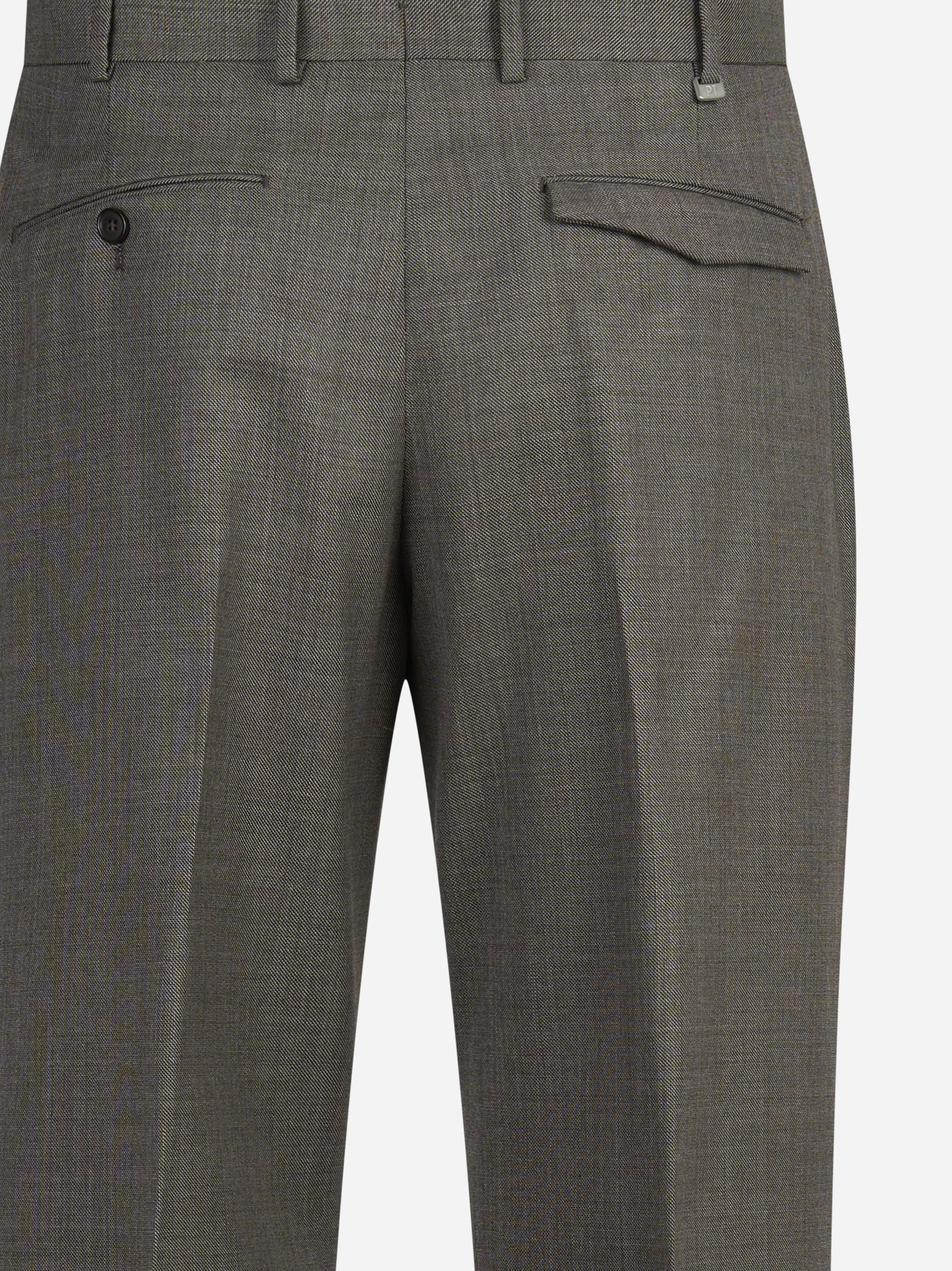 Pantalone lana Micheal marrone - vista laterale e dettagli