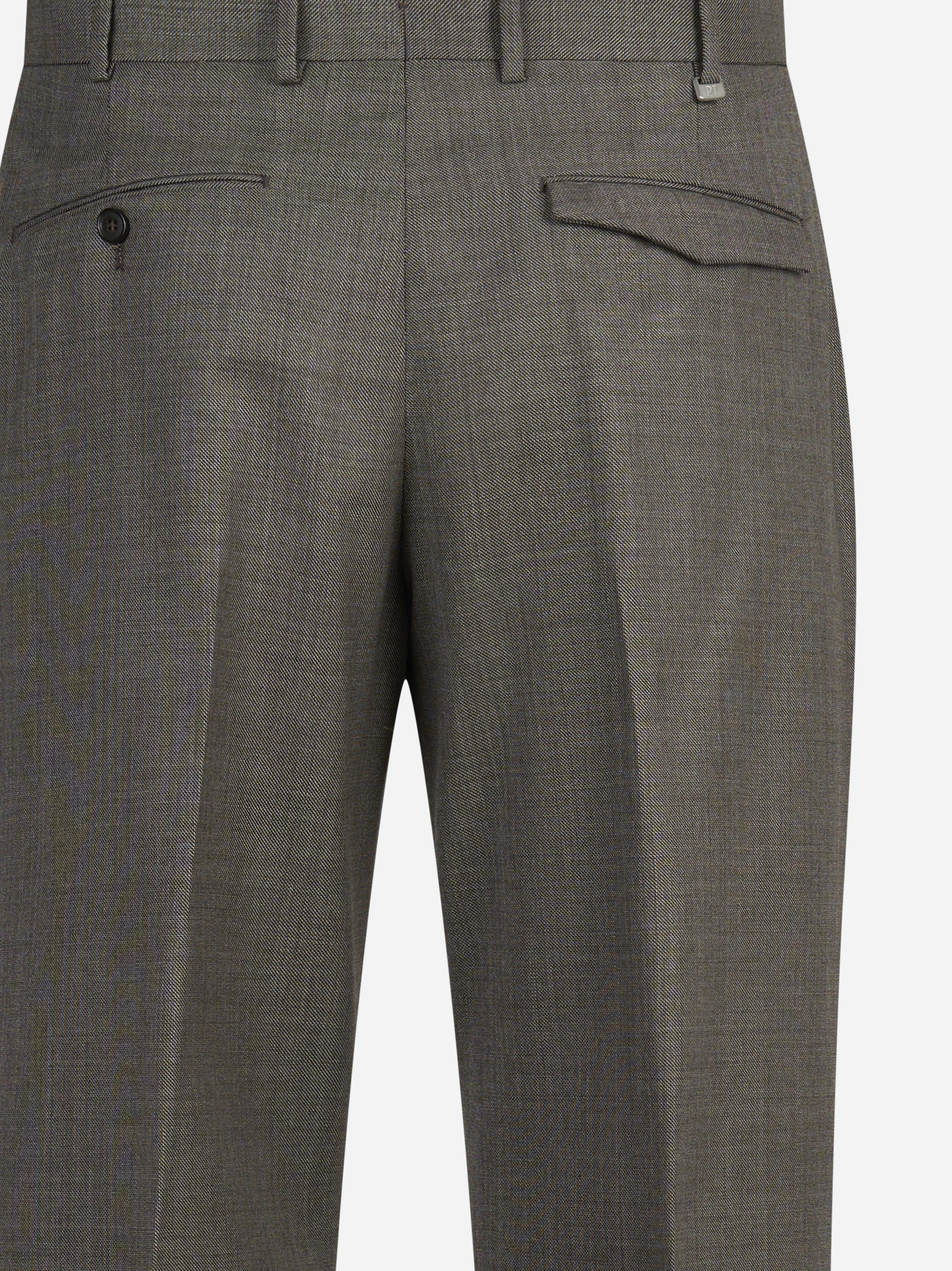 Pantalone lana Micheal marrone - vista laterale e dettagli