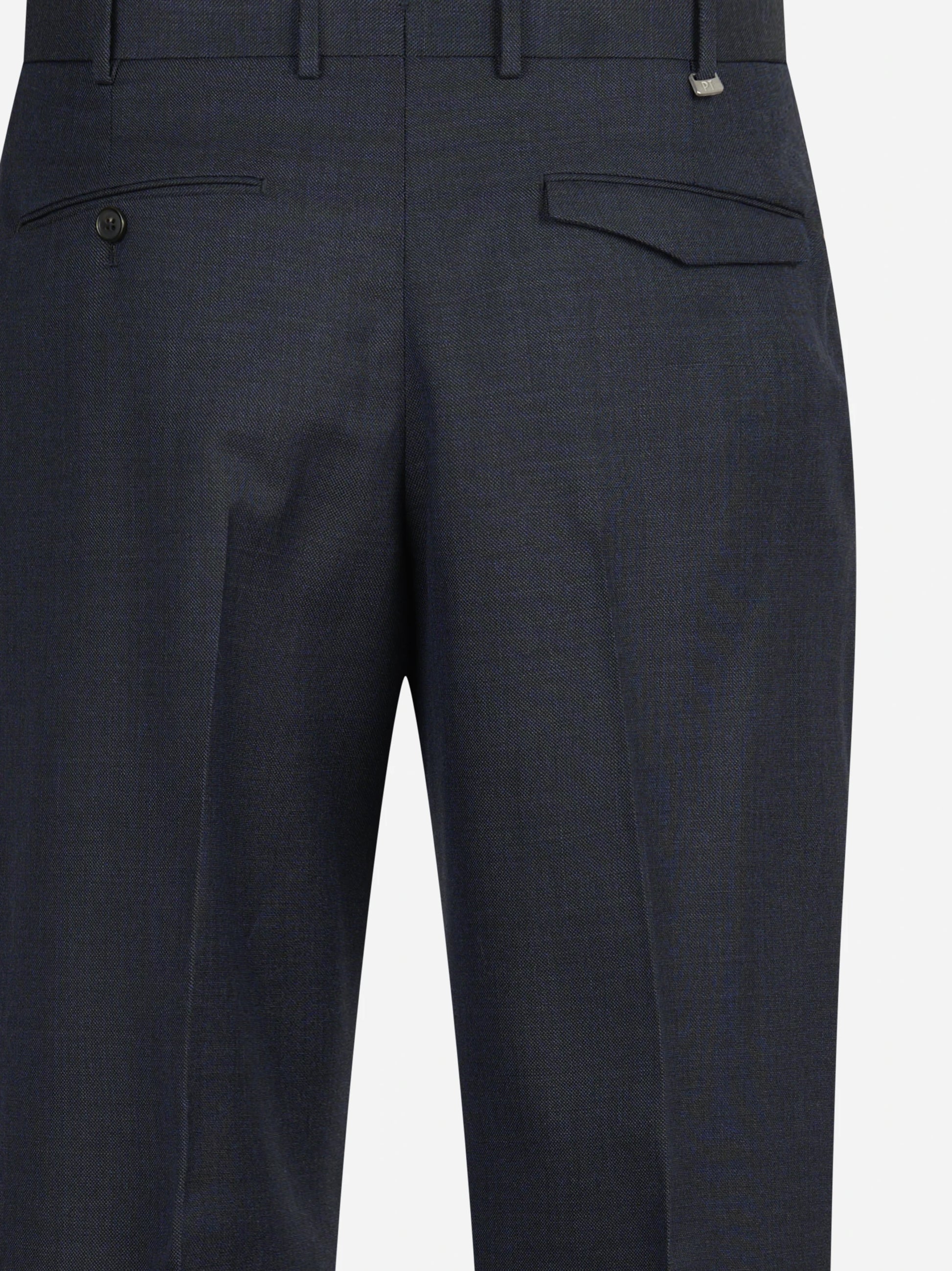 Pantalone lana Micheal blu - vista laterale e dettagli