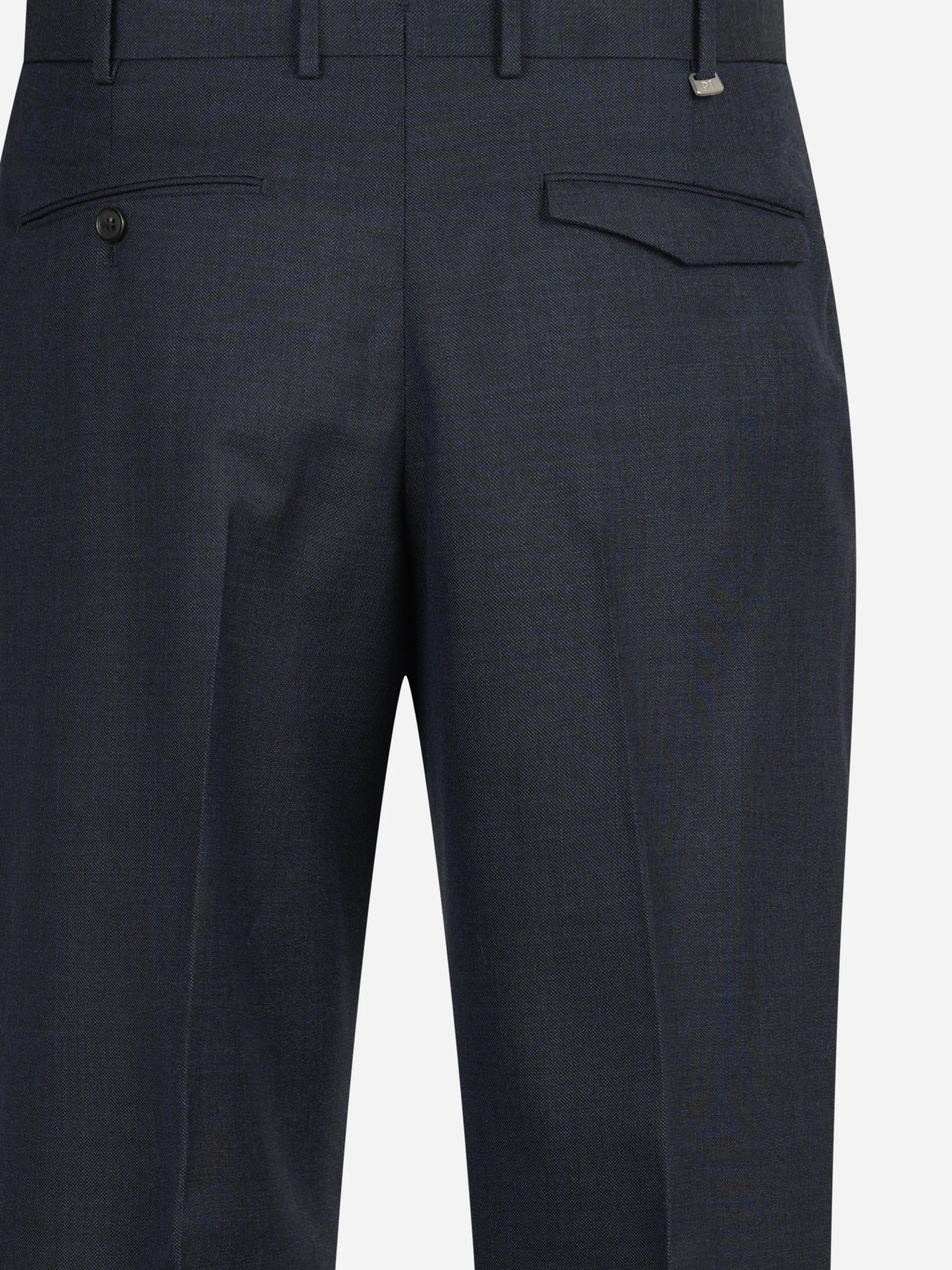 Pantalone lana Micheal blu - vista laterale e dettagli
