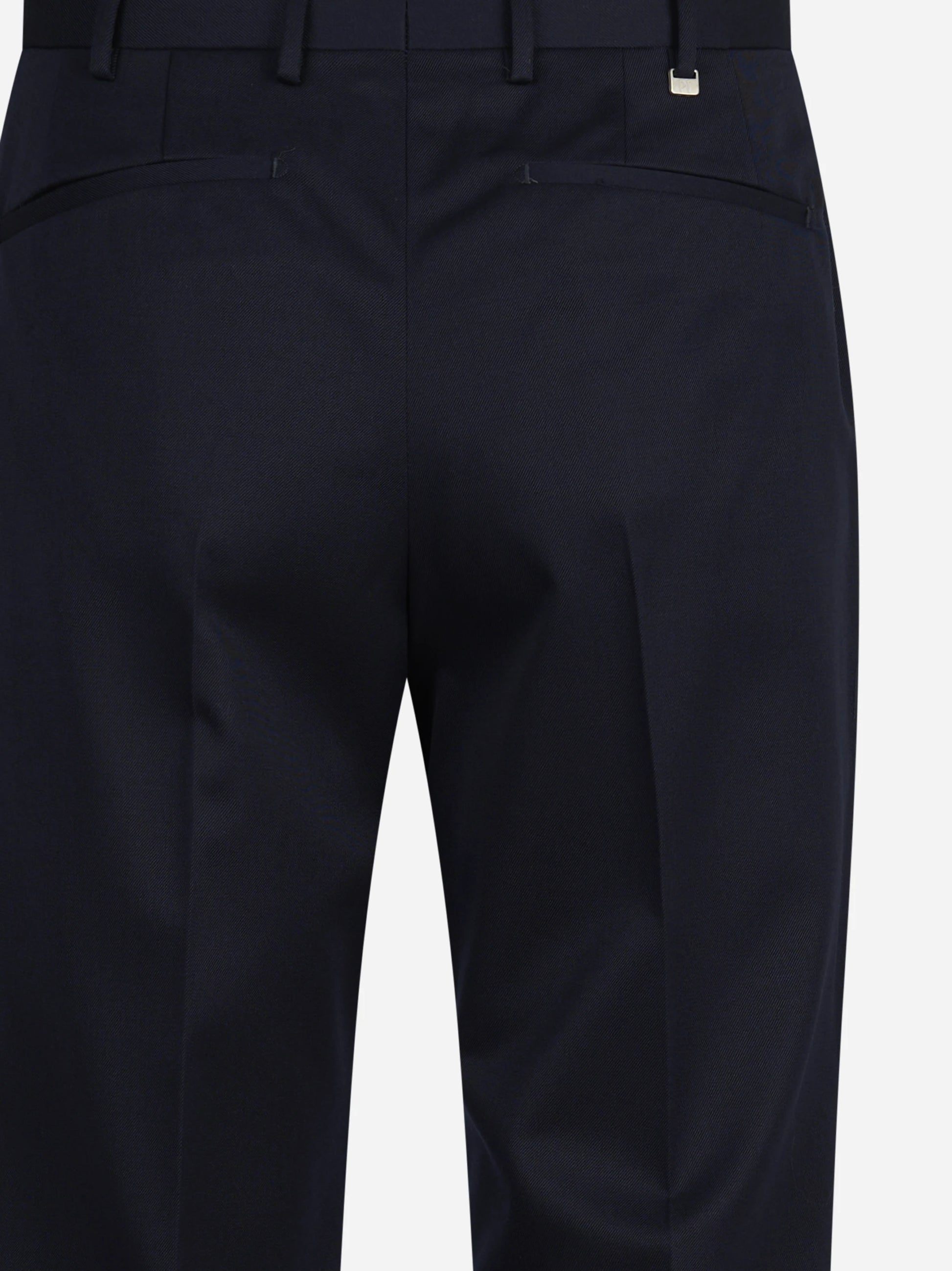Pantalone drill di lana a due strati Samuel blu - vista laterale e dettagli