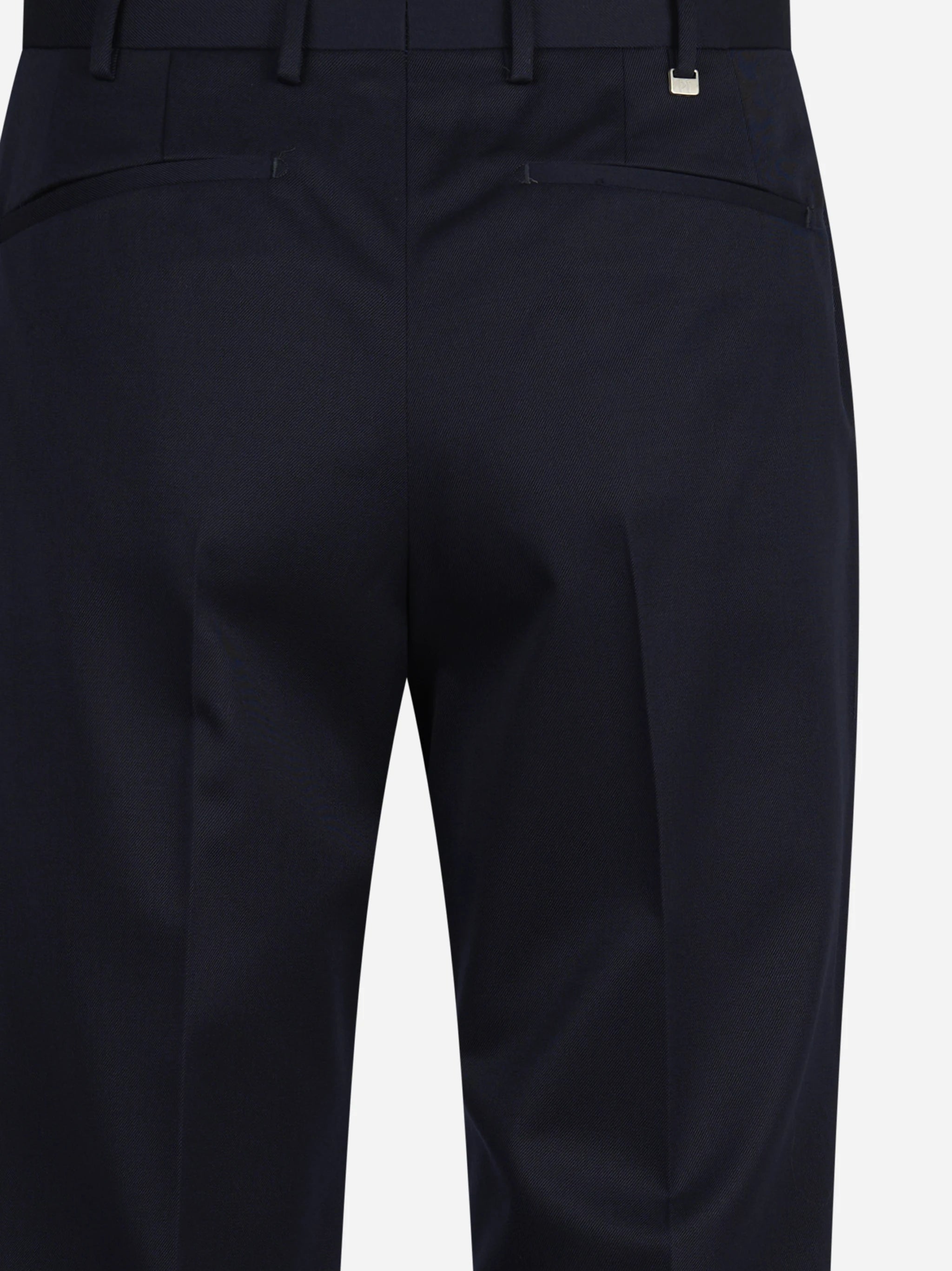 Pantalone drill di lana a due strati Samuel blu - vista laterale e dettagli
