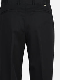 Pantalone drill di lana a due strati Samuel nero - vista laterale e dettagli