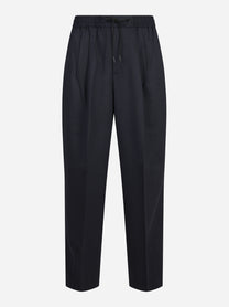 Pantaloni Wide Active in flanella tecnica blu - vista frontale