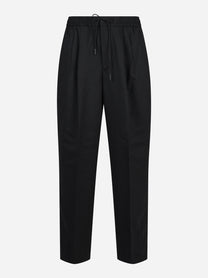 Pantaloni Wide Active in flanella tecnica neri - vista frontale