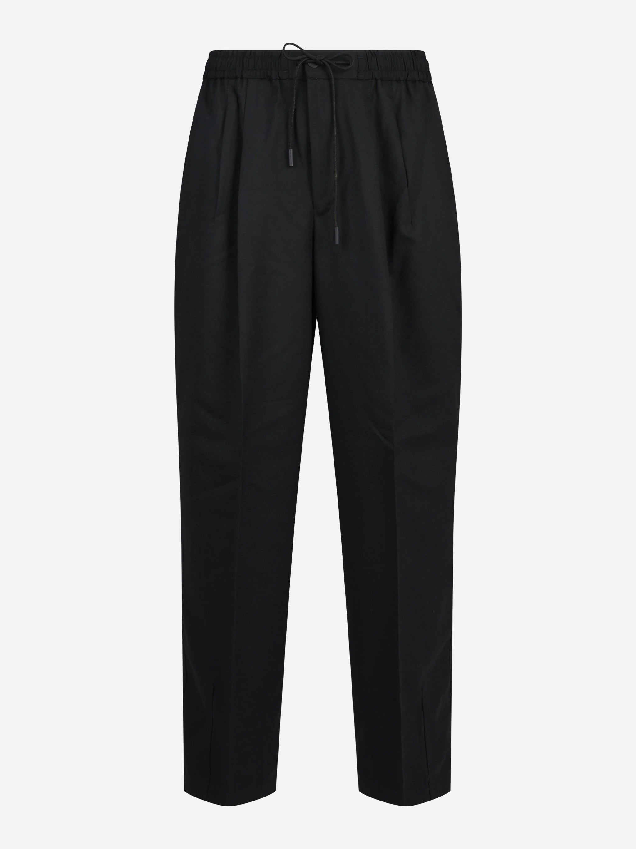 Pantaloni Wide Active in flanella tecnica neri - vista frontale