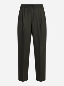 Pantaloni Wide Active in tela stretch verdi - vista frontale