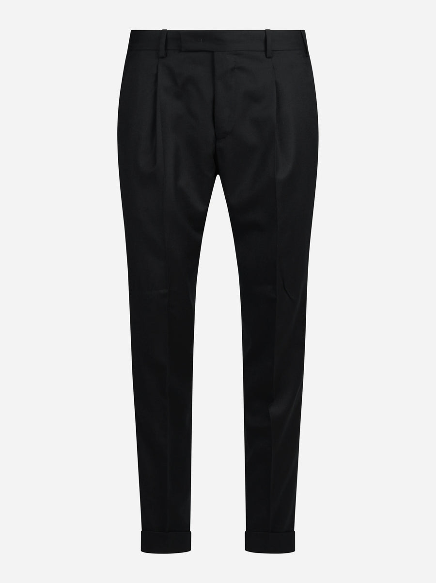 Pantalone in flanella stretch Rebel nero - vista frontale