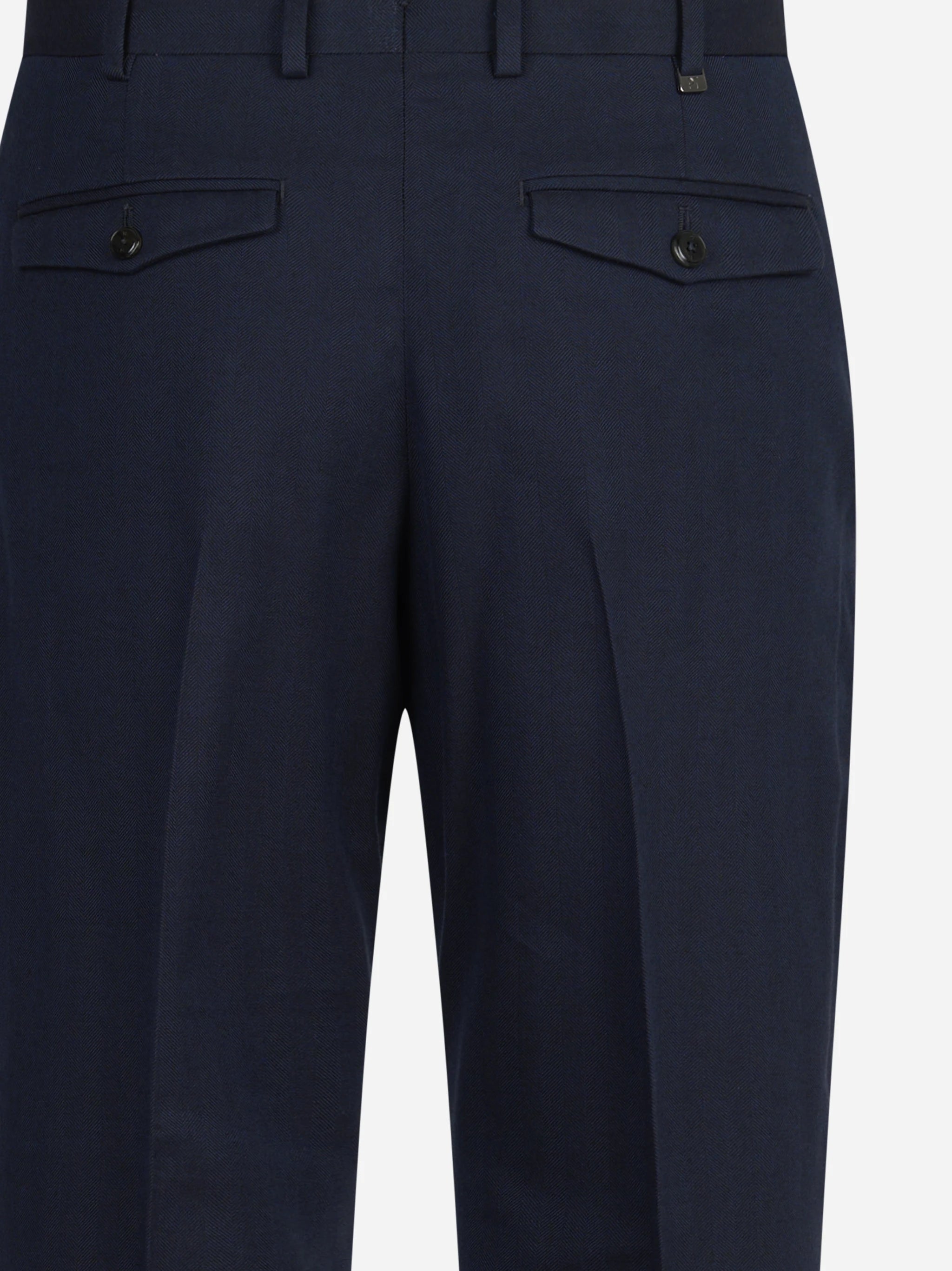Pantalone misto lana e cotone Rebel blu - vista laterale e dettagli