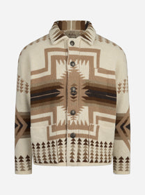 Overshirt Pueblo Navajo in lana avorio - vista frontale