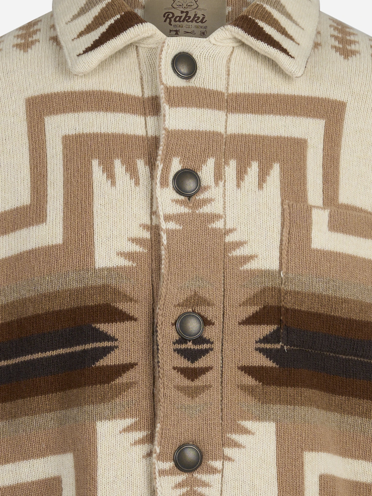 Overshirt Pueblo Navajo in lana avorio - dettaglio del prodotto