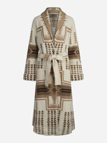 Cappotto cardigan Dineth in lana jacquard avorio - vista frontale
