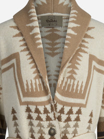 Cappotto cardigan Dineth in lana jacquard avorio - dettaglio del prodotto