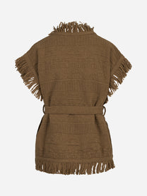 Gilet lungo JB con frange e cintura tabacco RAKKÌ - vista posteriore