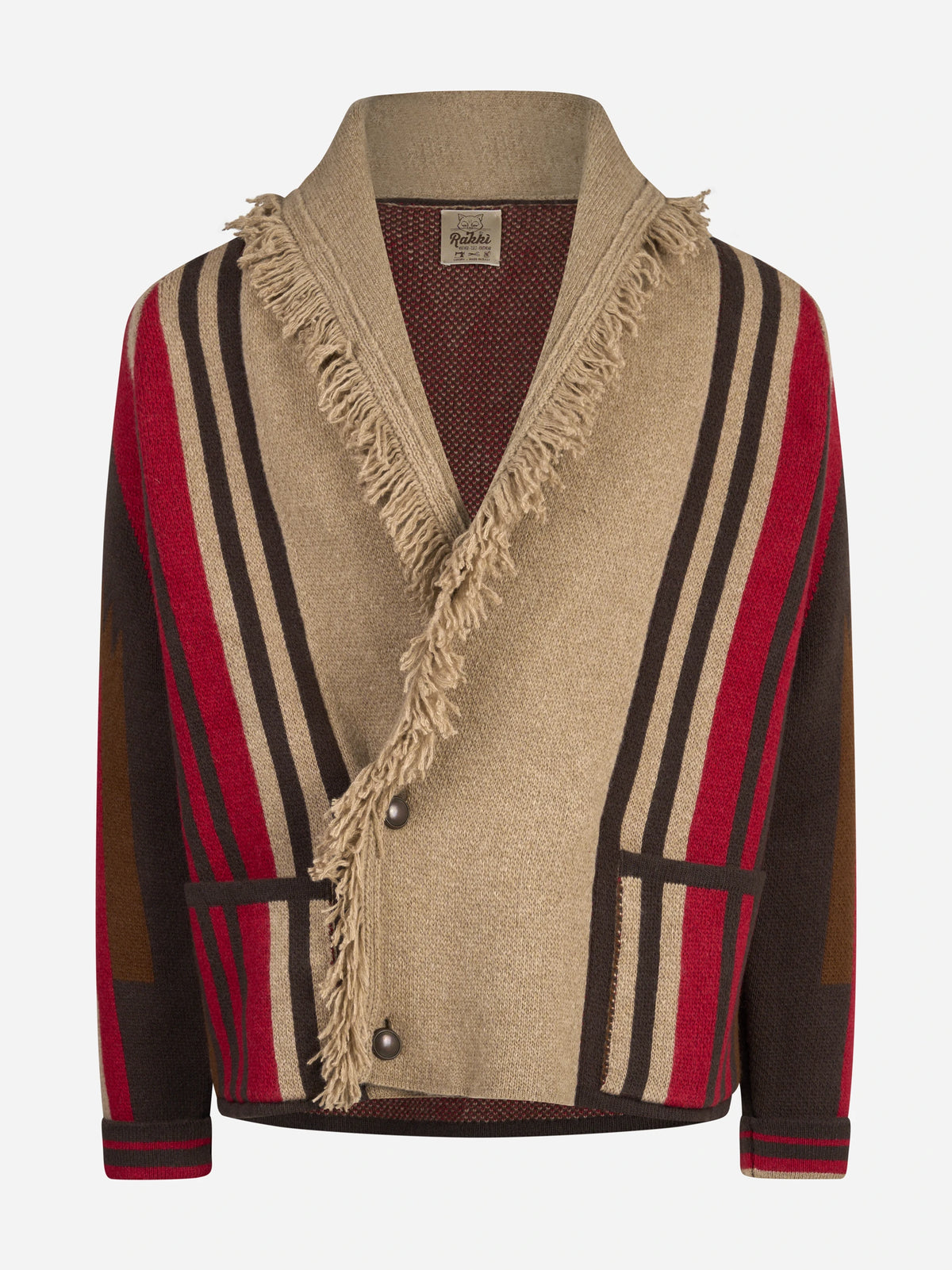 Cardigan Garrett con frange noce RAKKÌ - vista frontale