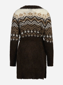 Cardigan Jane in lana jacquard cioccolato - vista posteriore