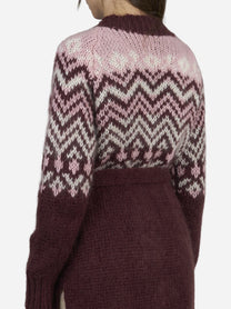 Cardigan Jane in lana jacquard prugna - indossato, vista alternativa
