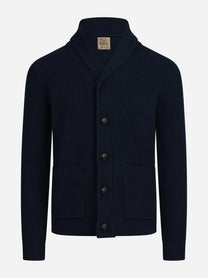 Cardigan Renegade in lana merino blu - vista frontale