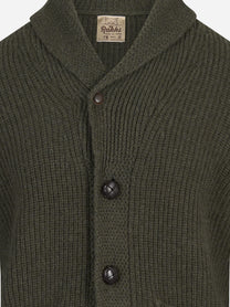 Cardigan Renegade con collo sciallato verde militare RAKKÌ - dettaglio