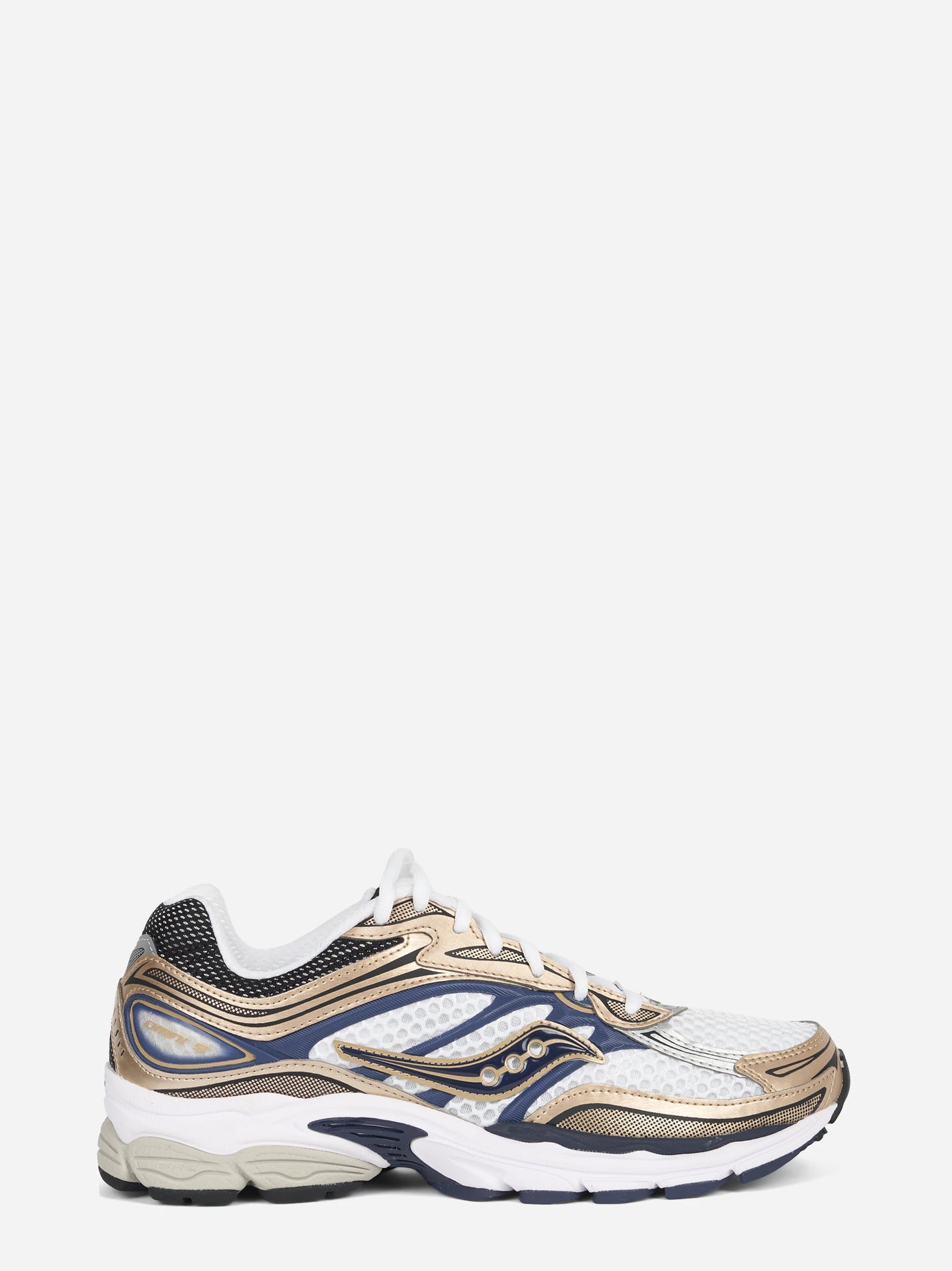 Sneaker ProGrid Omni 9 Aureate e bianca - vista laterale