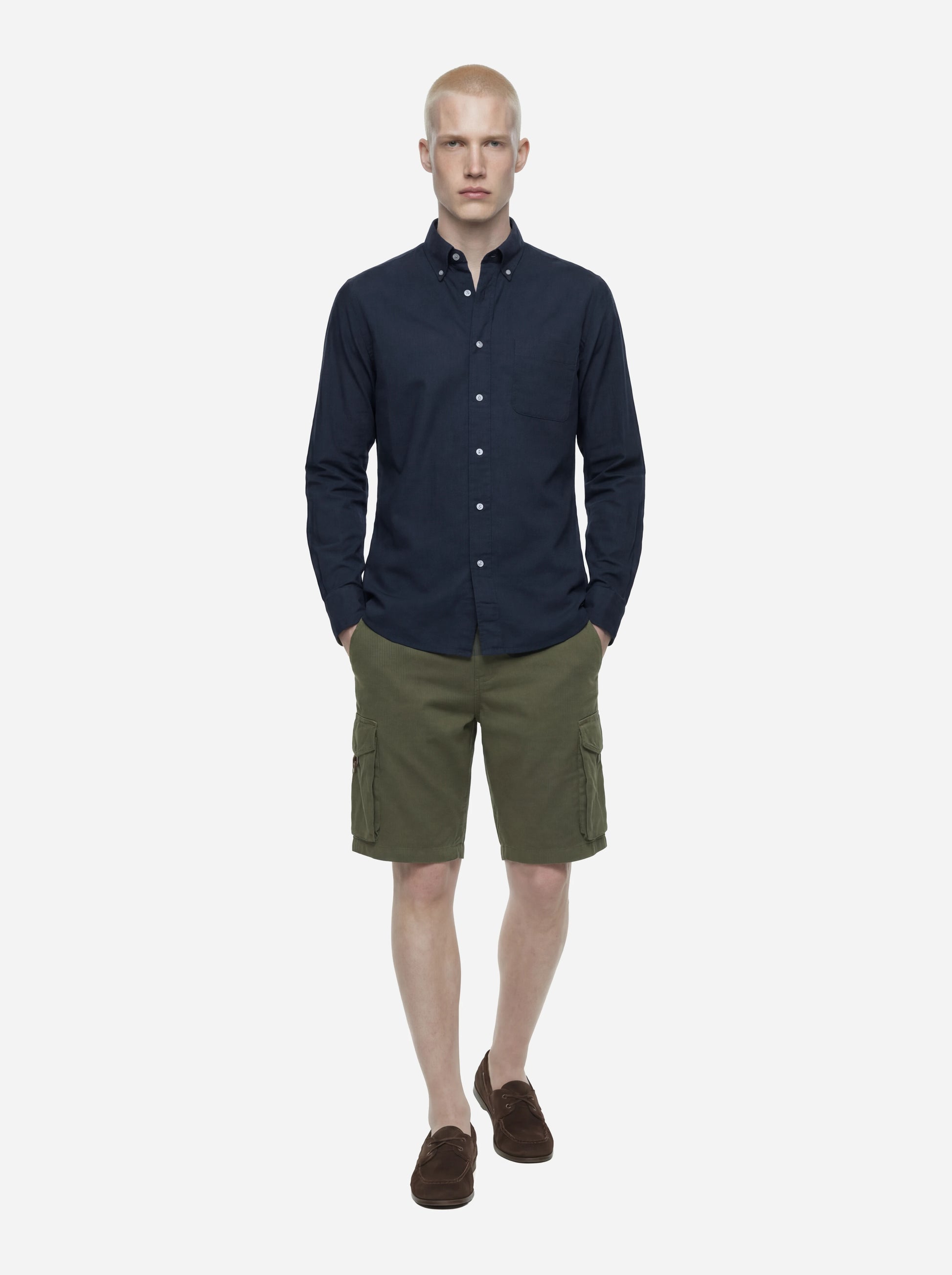 Camicia button down blu Magalloway in popeline di cotone