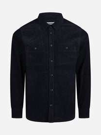 Overshirt Leeword in velluto blu navy - vista frontale