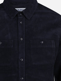 Overshirt Leeword in velluto blu navy - dettaglio del prodotto