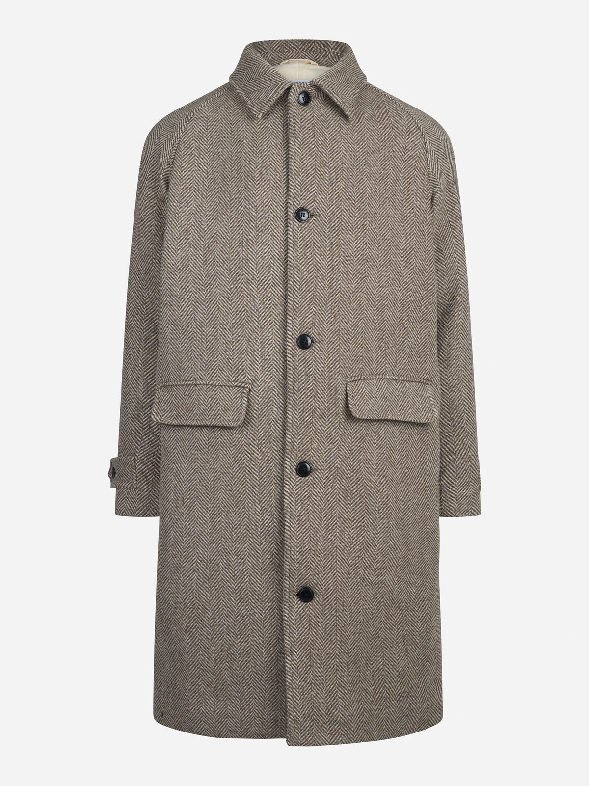 Cappotto Bingham Herringbone in lana beige - vista frontale