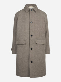 Cappotto Bingham Herringbone in lana beige - vista frontale