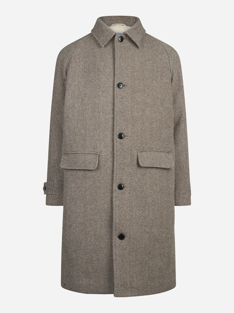 Cappotto Bingham Herringbone in lana beige - vista frontale