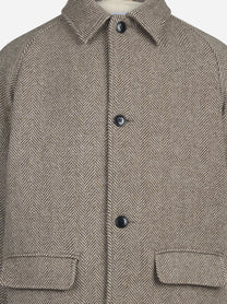 Cappotto Bingham Herringbone in lana beige - dettaglio del prodotto