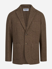 Blazer Neddick Herringbone in lana beige - vista frontale