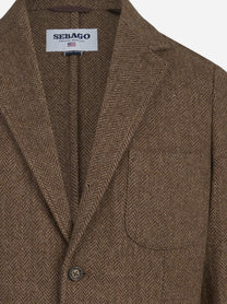 Blazer Neddick Herringbone in lana beige - dettaglio del prodotto