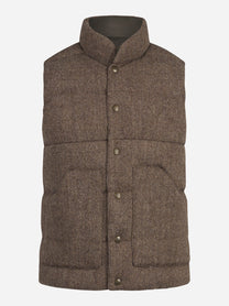 Gilet reversibile Webb Herringbone beige e marrone - vista frontale
