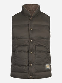 Gilet reversibile Webb Herringbone beige e marrone - vista laterale