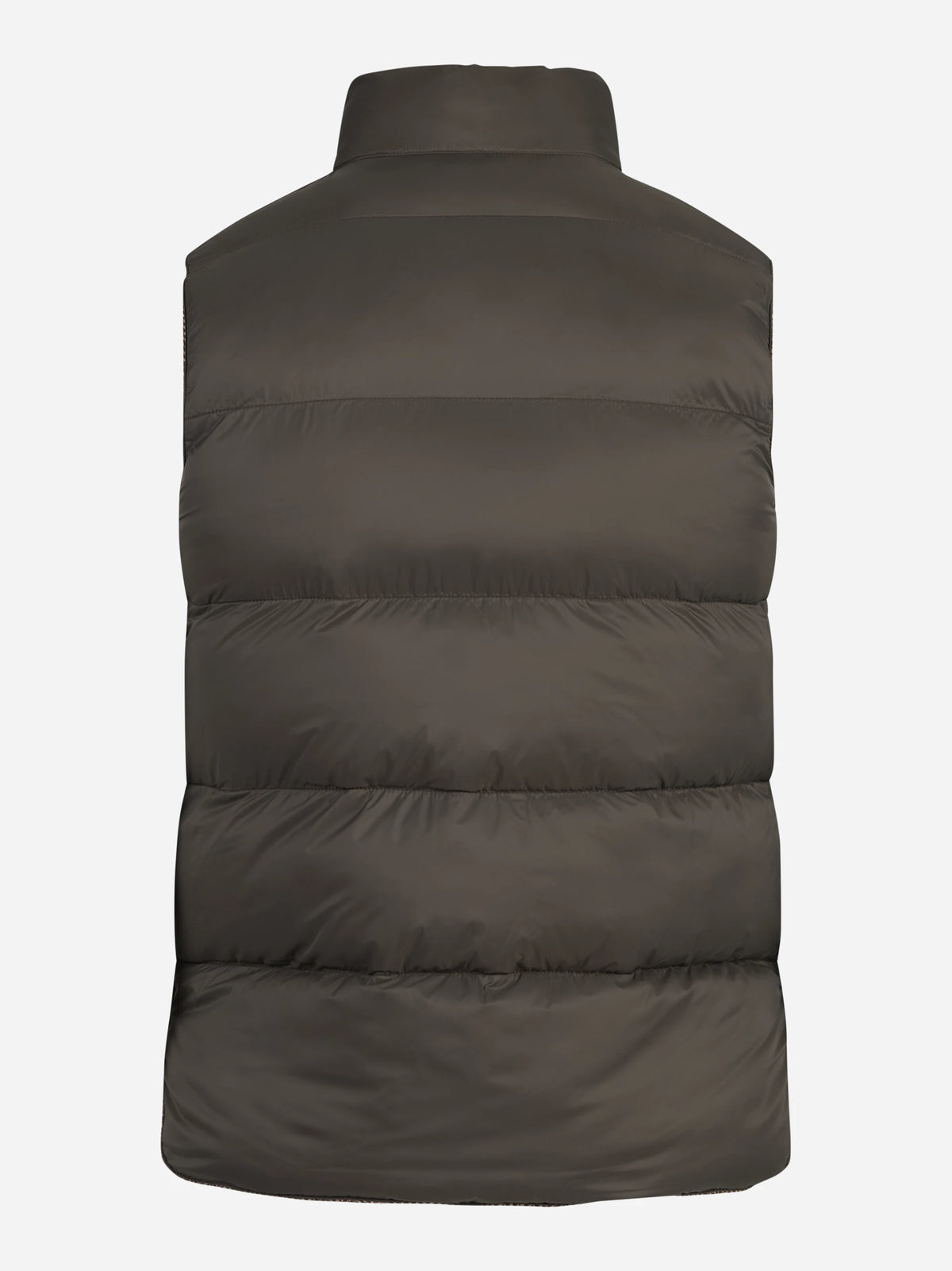 Gilet reversibile Webb Herringbone beige e marrone - dettaglio del tessuto