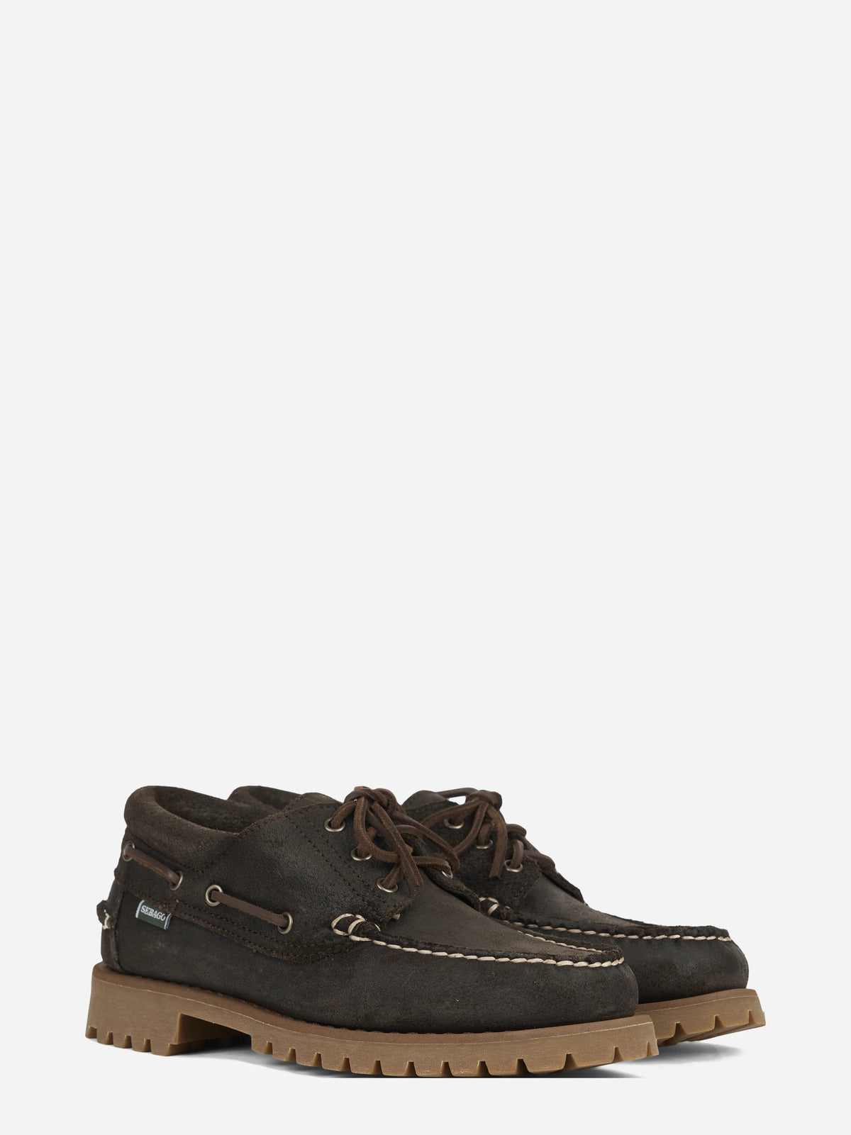 Mocassino nautico Acadia Suede Waxed marrone - vista tre quarti