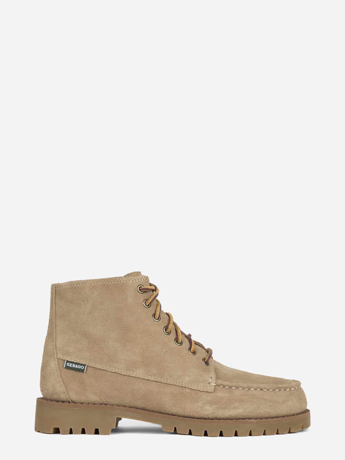 Stivaletto Parker stringato in pelle beige - vista laterale