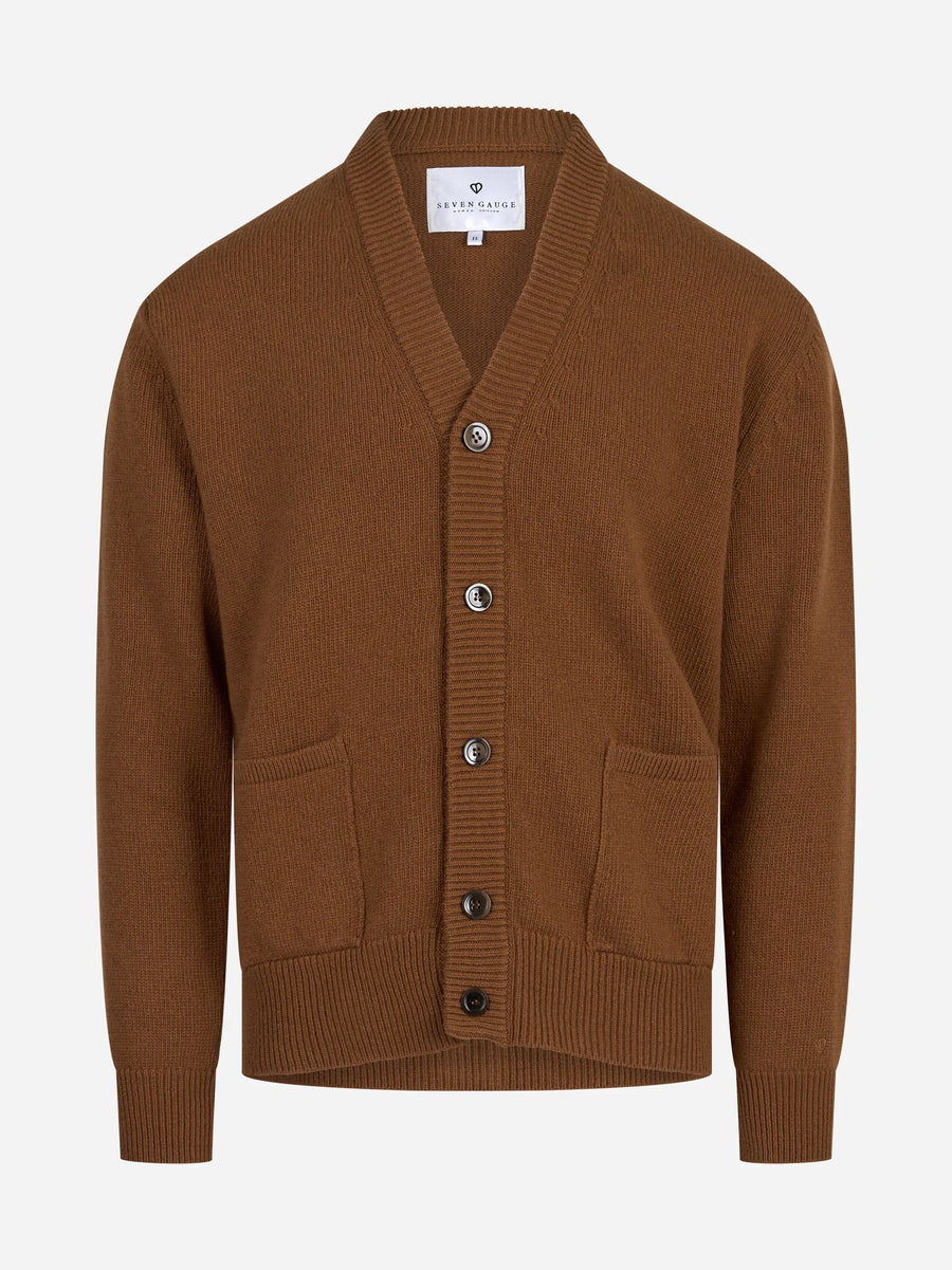 Cardigan con bottoni e tasche marrone SEVEN GAUGE - vista frontale