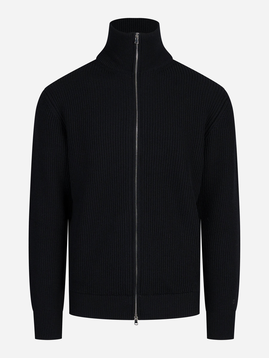 Cardigan a costa inglese con zip nero SEVEN GAUGE - vista frontale