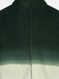 Cardigan a coste tie-dye con zip verde SEVEN GAUGE - dettaglio