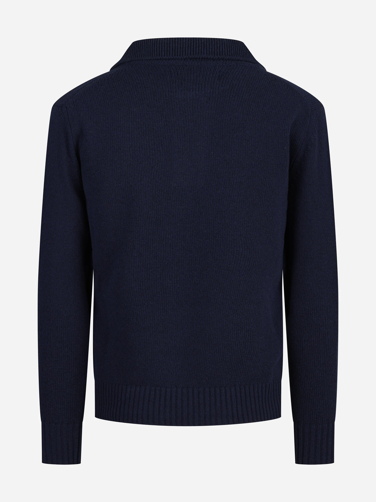 Polo in lana merino blu - vista posteriore