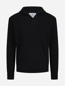 Polo in lana merino nera - vista frontale