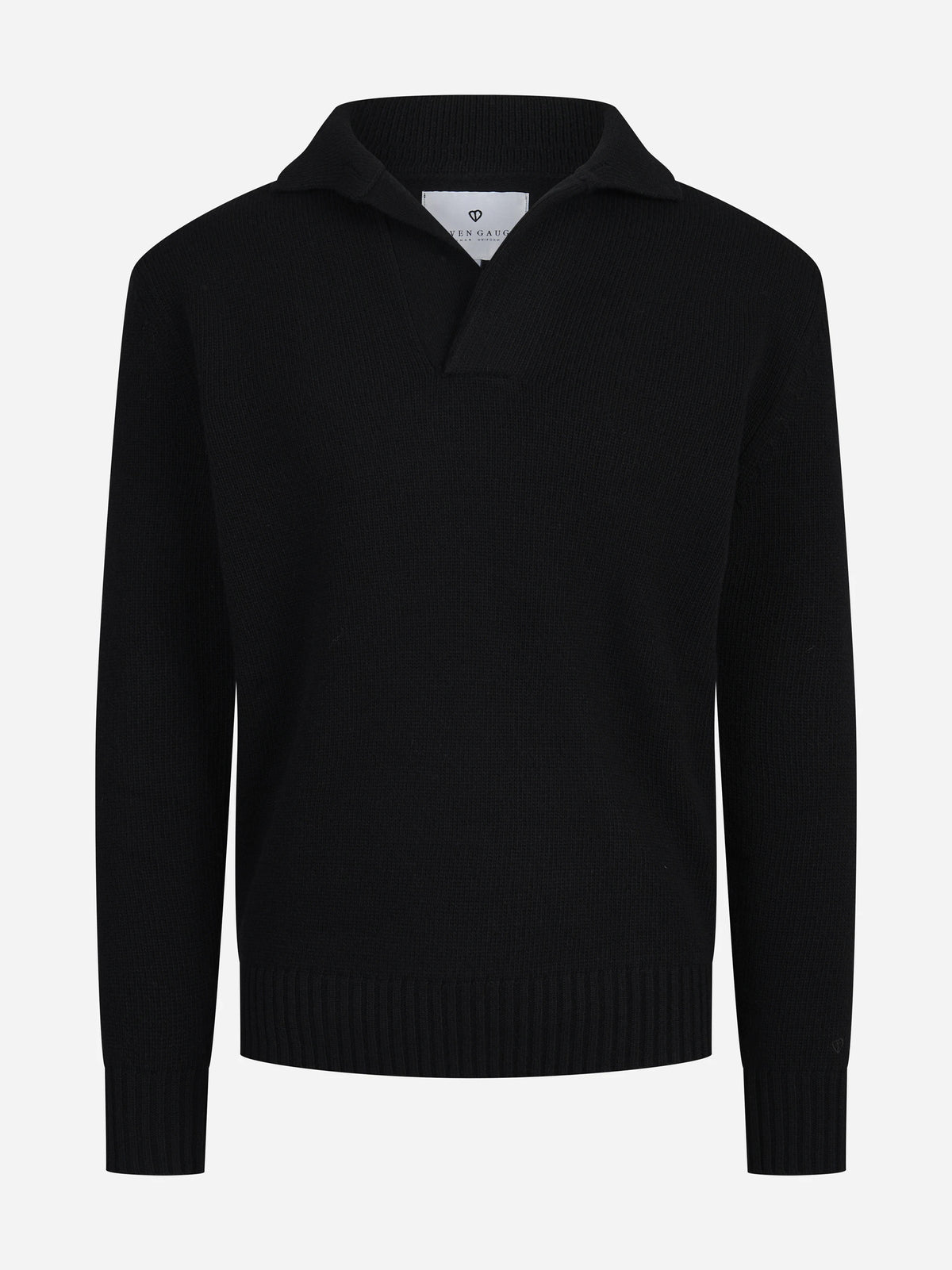 Polo in lana merino nera - vista frontale